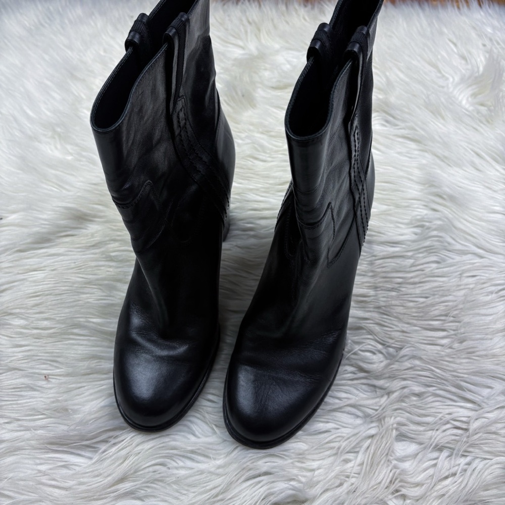 Kate Spade Baise Leather Pull On Heeled Calf Ankle Boot Bootie Smooth Size 10 - Picture 5 of 10